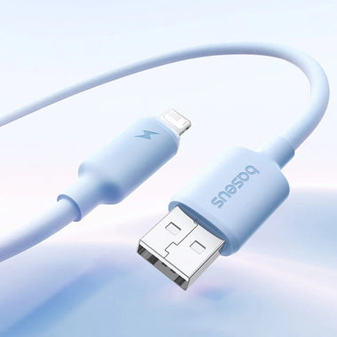 Baseus Foamed Silicone Series 2.4A USB-A to iP Cable Fast Charging Data Transmission Copper Core Line 1M/2M Long for iPhone 14 14 Pro 13 12 Pro Max for iPad Pro