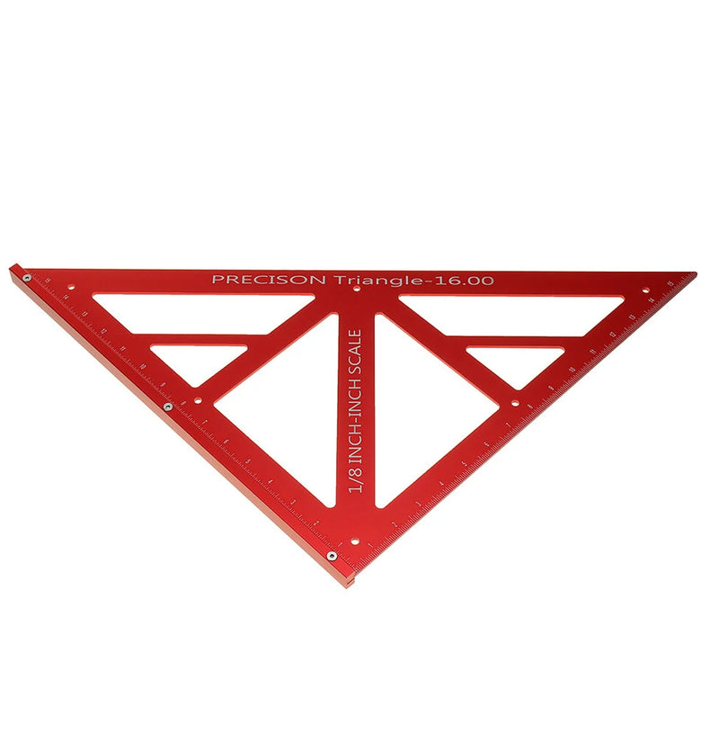 90/45 Degree Aluminum Alloy Multi-function Woodworking Triangle Ruler Inch Precision Triangle Ruler