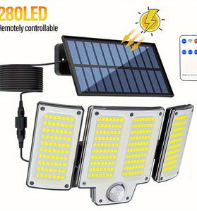 280LED Split Design Motion Sensor Solar LED Floodlight With Remote Control 3 Modes IP65 Waterproof Outdoor Security Garden Light