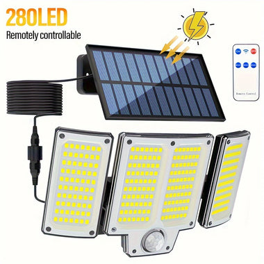 280LED Split Design Motion Sensor Solar LED Floodlight With Remote Control 3 Modes IP65 Waterproof Outdoor Security Garden Light