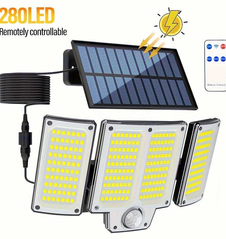 280LED Split Design Motion Sensor Solar LED Floodlight With Remote Control 3 Modes IP65 Waterproof Outdoor Security Garden Light