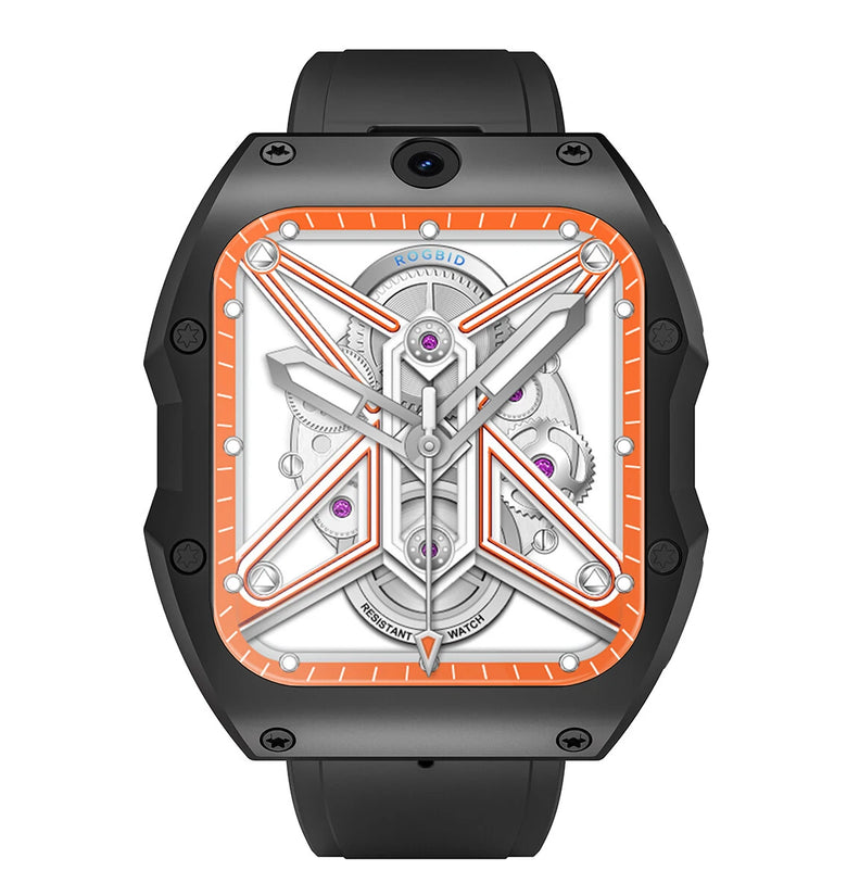 Rogbid Model X 2.1 inch HD 400*454 Pixels 4G LTE 4GB+128GB GPS 13MP+5MP Dual Camera IP68 Waterproof Face Unlock Ceramic Smart Watch Phone