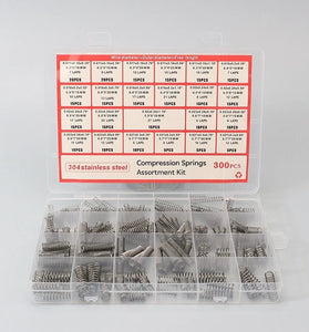 Premium Stainless Steel Compression Springs 300 Pieces 24 Sizes High Corrosion Resistance Ideal for Mechanical Repairs Electronics DIY Projects 304 Stainless Steel Springs Assortment Kit