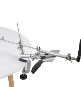 RX-009 Professional Knife Sharpener with 4 Whetstones Dual Clamps 360 Rotation Flip Design Fixed-Angle Stainless Steel Kitchen Chef Knife Sharpening Kit Abrasive Holding System Tools