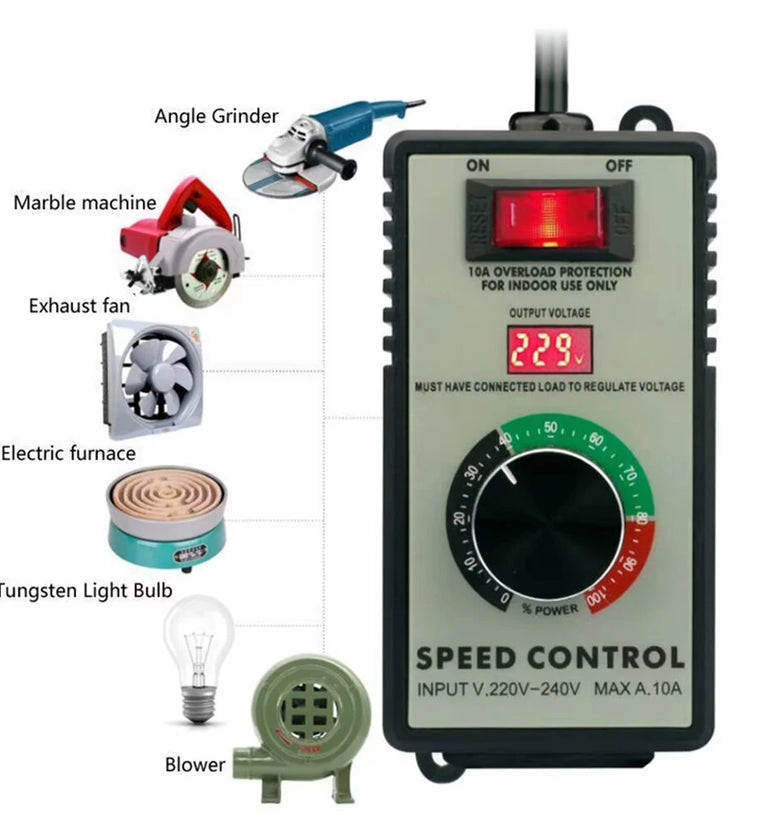 Adjustable Voltage Stabilizer Speed Controller AC 220V 4000W Precision Regulation LED Display Overload Protection Electric Tools Fans Heating Devices