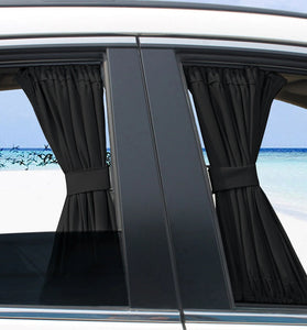 2pcs Universal Car Sunshade Side Window Curtains Automatic Folding UV Protection Pure Cloth Sun Visor Covers Thermal Insulation