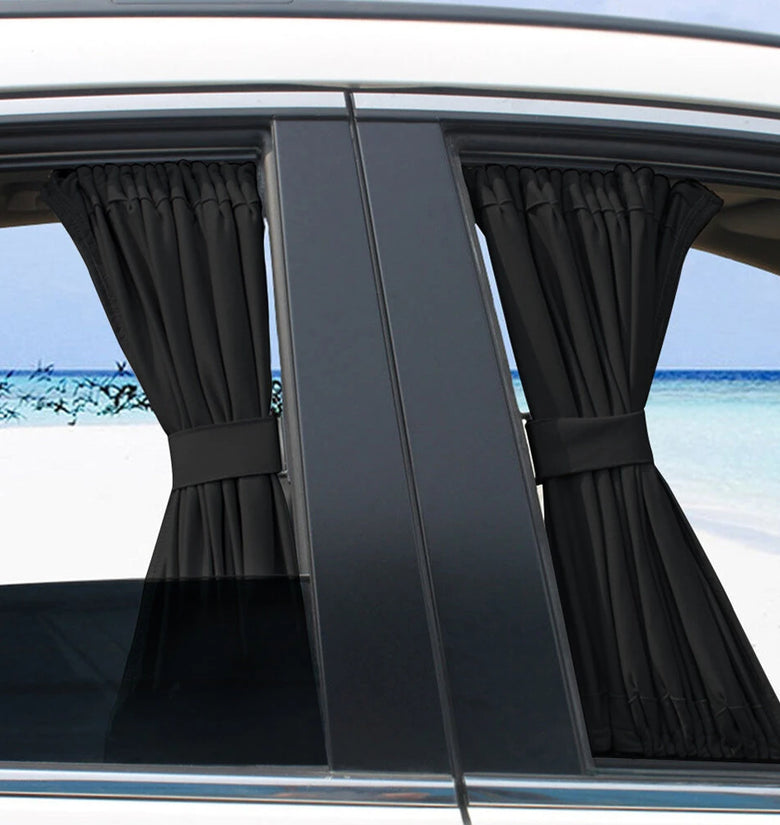 2pcs Universal Car Sunshade Side Window Curtains Automatic Folding UV Protection Pure Cloth Sun Visor Covers Thermal Insulation