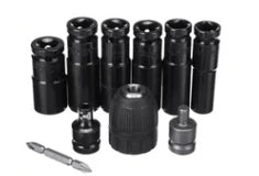 Drillpro 10pcs Air Impact Socket Wrench Set 1/2 Inch Square Drive Metric Drill Chuck Adapter