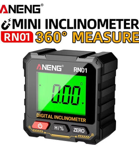ANENG RN01 Digital Angle Gauge Magnetic Protractor Inclinometer 360 Degree Level Measurement Device LCD Display with Backlight Portable Design