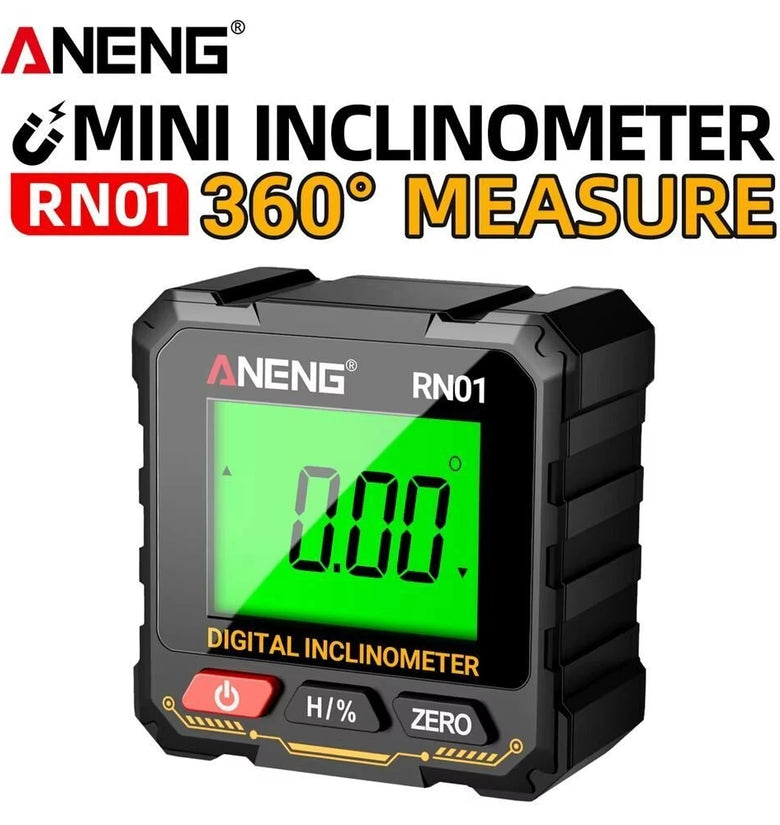ANENG RN01 Digital Angle Gauge Magnetic Protractor Inclinometer 360 Degree Level Measurement Device LCD Display with Backlight Portable Design