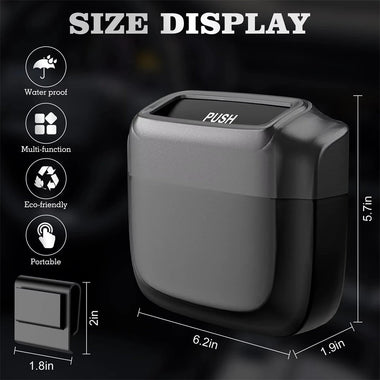 Universal Mini Car Trash Bin Hanging Storage Box Waterproof Portable Waste Container Auto Parts Interior Accessories