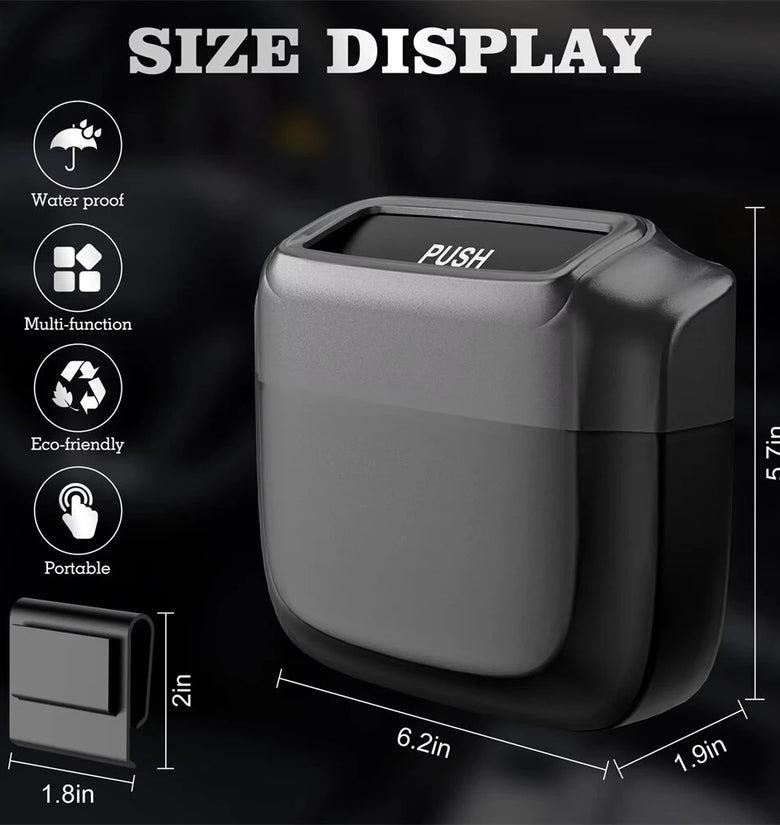 Universal Mini Car Trash Bin Hanging Storage Box Waterproof Portable Waste Container Auto Parts Interior Accessories