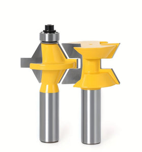LAVIE 120 Degree Lock Miter Router Bit 1/2 Inch 8mm 12mm Shank Tungsten Carbide Blades for Wood Slotting Tenoning Panel Joining