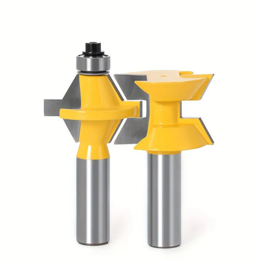 LAVIE 120 Degree Lock Miter Router Bit 1/2 Inch 8mm 12mm Shank Tungsten Carbide Blades for Wood Slotting Tenoning Panel Joining