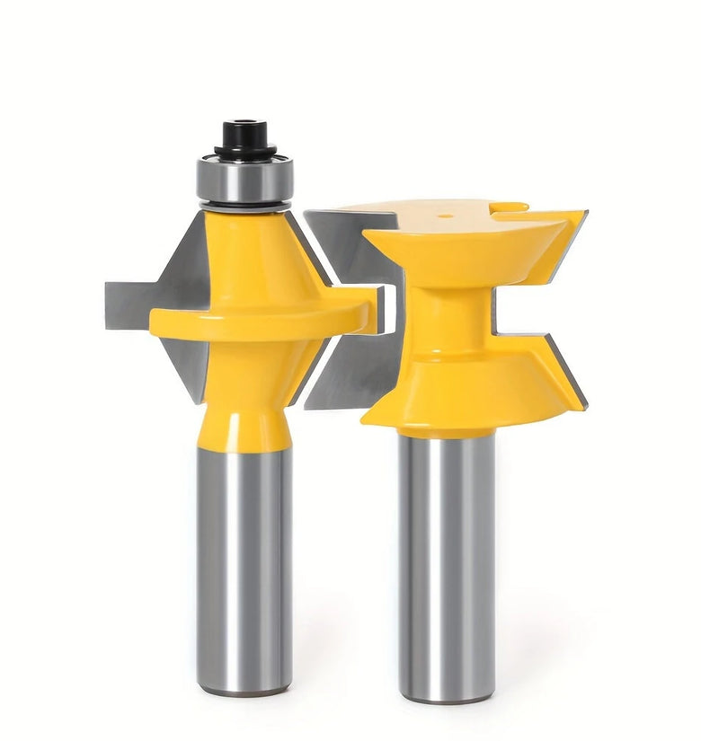 LAVIE 120 Degree Lock Miter Router Bit 1/2 Inch 8mm 12mm Shank Tungsten Carbide Blades for Wood Slotting Tenoning Panel Joining