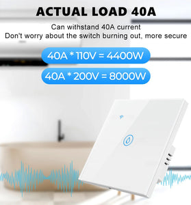 Tuya 40A Smart Wifi+bluetooth Water Heater Boiler Touch Switch 8000W Timer Schedule Voice Control with Alexa Google Home Yandex