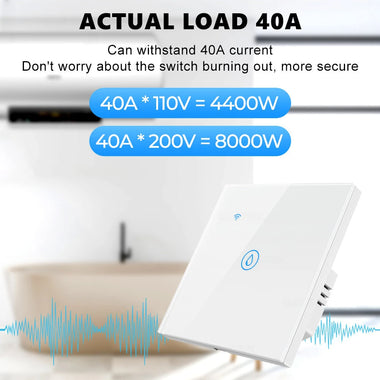 Tuya 40A Smart Wifi+bluetooth Water Heater Boiler Touch Switch 8000W Timer Schedule Voice Control with Alexa Google Home Yandex
