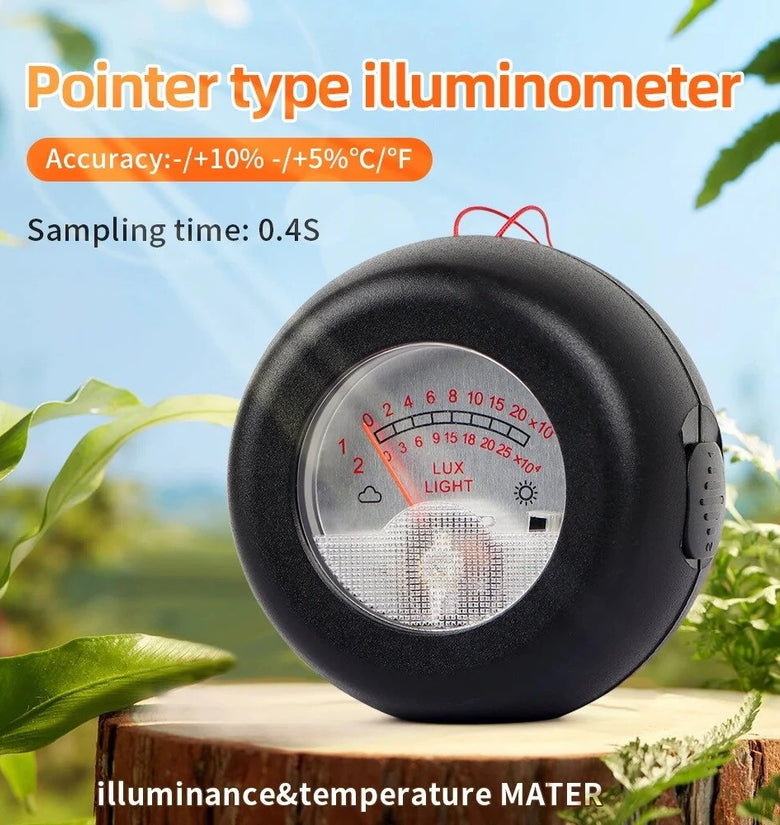 2-in-1 Light Meter Thermometer with High Precision Sensor 0.1~250,000Lux Dual Display Compact Design for Work Environment Plant Illumination and Ambient Temperature Testing
