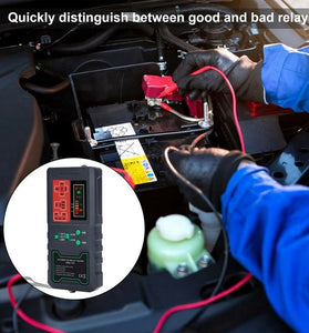 Car Relay Tester 12V/24V Car Circuit Tester with LED Screen 4pin/5pin Car Relay Tool Jit with Large Capacity Battery