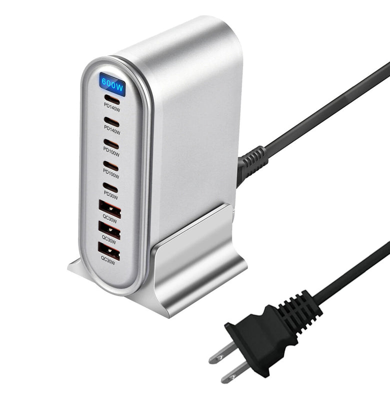 [GaN Tech] Bakeey YMX-613 600W 8-Port USB PD Charger 3USB-A+5USB-C PD QC Fast Charging Digital Display Desktop Charging Station EU Plug US Plug for iPhone 16 16 Pro 15 14 13 Pro Max for Huawei Pura X for Xiaomi 15 Ultra for Samsung Galaxy S25 Ultra