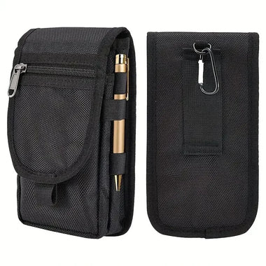 Outdoor Casual Wear-resistant Nylon Waist Bag Portable 3-compartment Layered Phone Bag Men's Belt Loop Pouch Large Capacity Wallet