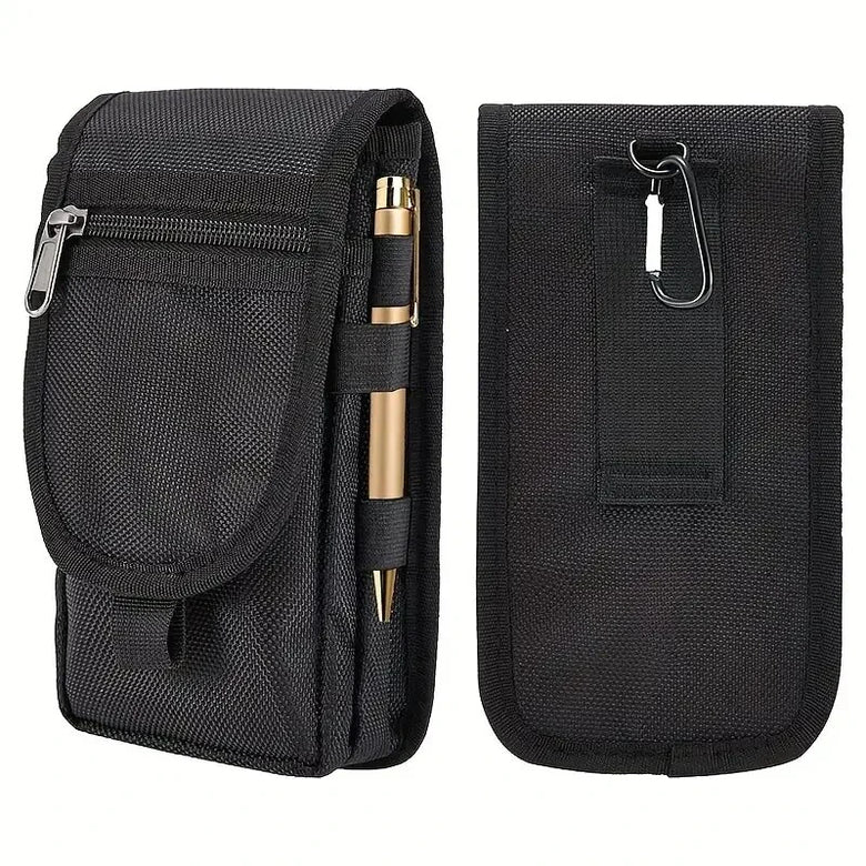 Outdoor Casual Wear-resistant Nylon Waist Bag Portable 3-compartment Layered Phone Bag Men's Belt Loop Pouch Large Capacity Wallet