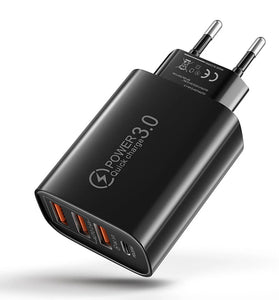 30W 4-Port USB PD Charger Dual USB-A+USB-C PD3.0 QC4.0+QC3.0 Support SCP FCP Fast Charging Wall Charger Adapter EU Plug for iPhone12 13 14 14 Pro 14Pro Max for Huawei Mate50 for Oppo Reno9 for Redmi K60 for Samsung Galaxy S23