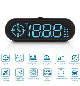 G9 Auto HUD GPS Head Up Display Car Gauge Speedometer With Compass Clock Driving Distance Security Alarm Electronic Accessories