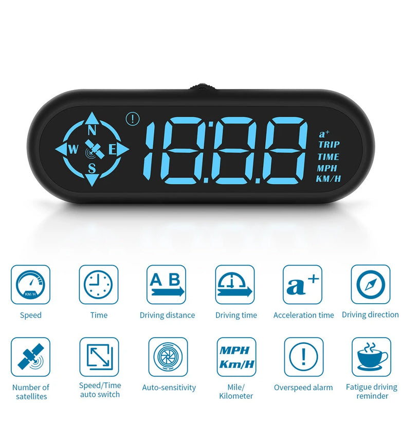 G9 Auto HUD GPS Head Up Display Car Gauge Speedometer With Compass Clock Driving Distance Security Alarm Electronic Accessories