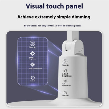 Elfeland Rechargeable LED Desk Lamp with 360 Adjustable Arm 4 Brightness Levels 3 Color Temperatures 45-Min Timer & Eye Protection