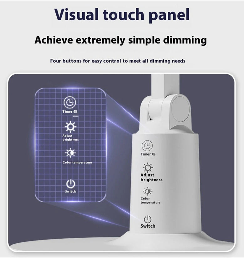 Elfeland Rechargeable LED Desk Lamp with 360 Adjustable Arm 4 Brightness Levels 3 Color Temperatures 45-Min Timer & Eye Protection