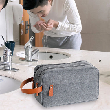 Men's Portable Travel Toiletry Bag Large Capacity Double Layered Storage Cosmetic Organizer for Gym Sports Use