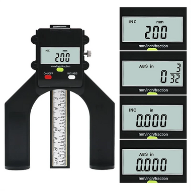 ETOPOO Digital Depth Gauge High-Precision Measurement Tool with LCD Display 0.01MM Resolution 0.2mm Accuracy 80mm Range Aluminum Alloy ABS Housing for Woodworking Monitors Saw Blades