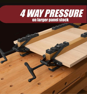 4 Way Pressure Clamps Kit Alloy Steel Panel Clamp System 1000 PSI Adjustable Woodworking Clamps for Table Tops Shelving Furniture Making