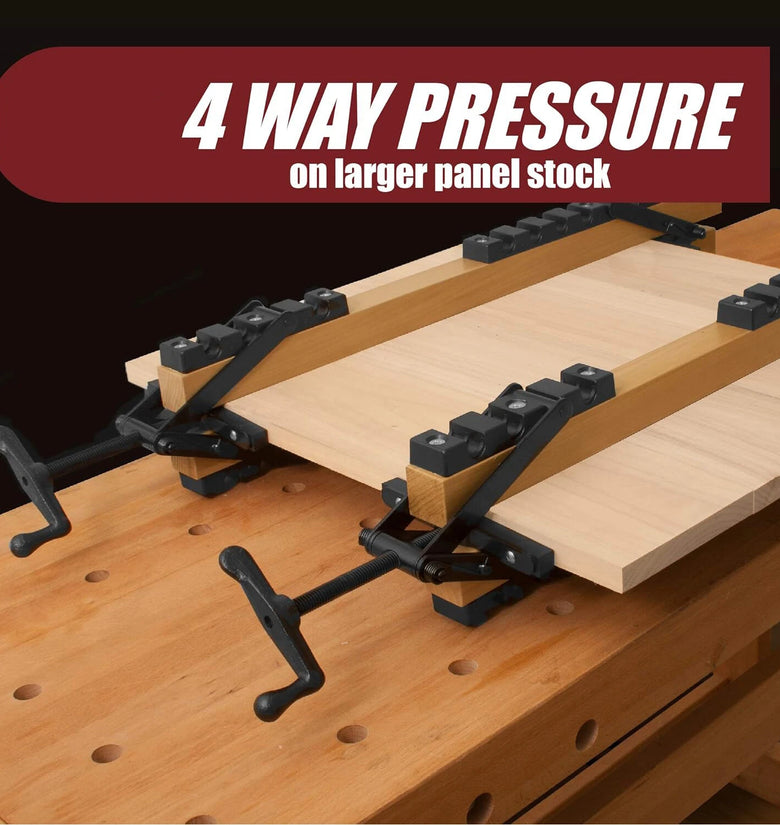 4 Way Pressure Clamps Kit Alloy Steel Panel Clamp System 1000 PSI Adjustable Woodworking Clamps for Table Tops Shelving Furniture Making