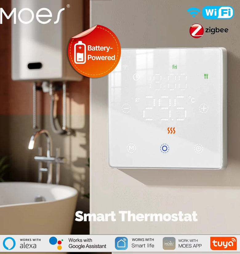 MOES Tuya WiFi/ZigBe Smart Thermostat Battery-Powered Thermoregulator Gas Boiler Temperature Controller by Alexa Google Home