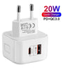 YSY-6087 20W 2-Port USB PD Charger USB-A+USB-C PD QC3.0 Fast Charging Wall Charger Adapter EU Plug US Plug for iPhone 16 15 Plus 14 13 12 Pro Max for Huawei Mate XT for Xiaomi 15pro