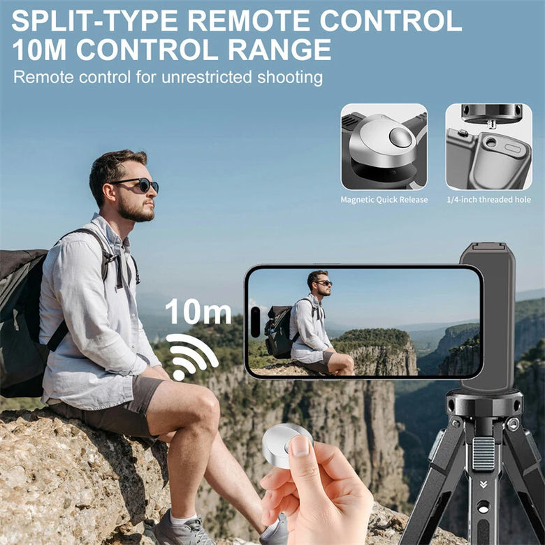 Desiontal GP-06 bluetooth Mobile Phone Shooting Assistant Magnetic Suction Wireless Remote Shutter Ergonomic Grip 360 Rotation 1/4 Thread for Tripod Vlog Photography