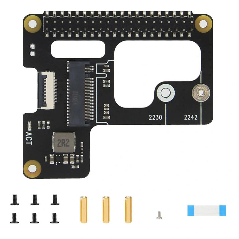 X1000 for Raspberry Pi 5 PCIe to M.2 NVMe SSD Adapter Board HAT X1000 2242 2230