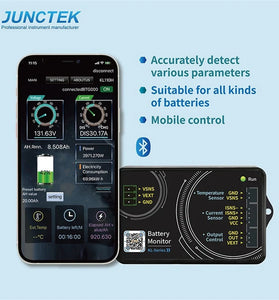 JUNCTEK Battery Monitor Bluetooth KL-F DC 0-120V 0-600A Battery Tester Voltage Current VA Meter Battery Coulomb Meter Capacity Indicator