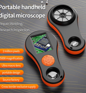Handheld Digital Microscope 2 Million Pixels 500X Magnification 2-inch IPS Screen 8 LED Lights USB Type-C Powered