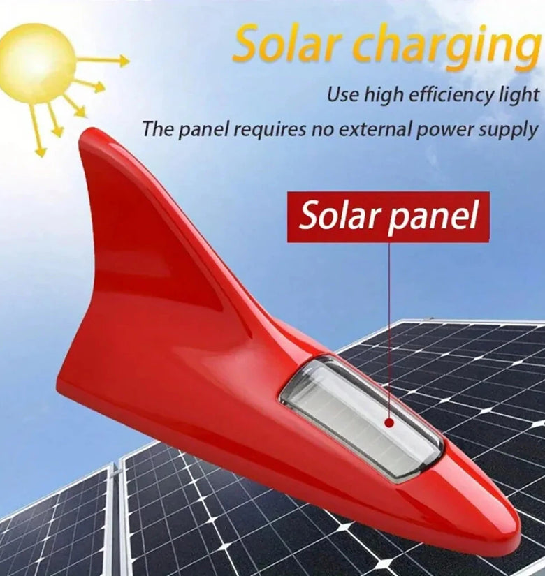 Solar Shark Fin Decorative Light for Car Tail Brake LED Flashing Light for Car Roof Car Decorative Lights Solar Shark Fin Antenna Roof Tail Modified Lights