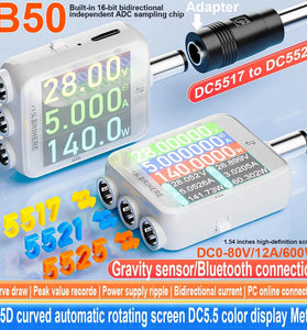 ATORCH B50 DC5.5 High Precision Tester 80V 12A 600W Digital Voltmeter Ammeter Watt Power Monitor With Bluetooth