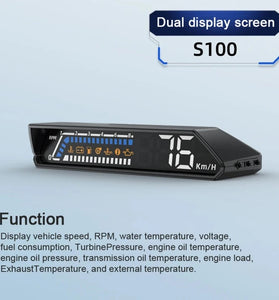 Car Digital Speedometer Head Up Display 4.6 Inch Screen RPM Water Temperature Voltage Fuel Consumption Turbo Pressure Engine Load Multifunctional Vehicle Meter