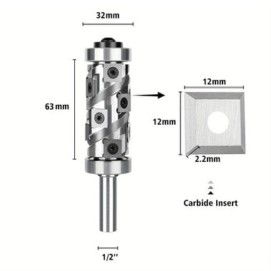 Top&Bottom Bearing Flush Trim Router Bit 1/2 Shank with 12PCS Carbide Inserts Woodworking Templates Patterns Bits Industrial Grade Trimmer Cutting Tools