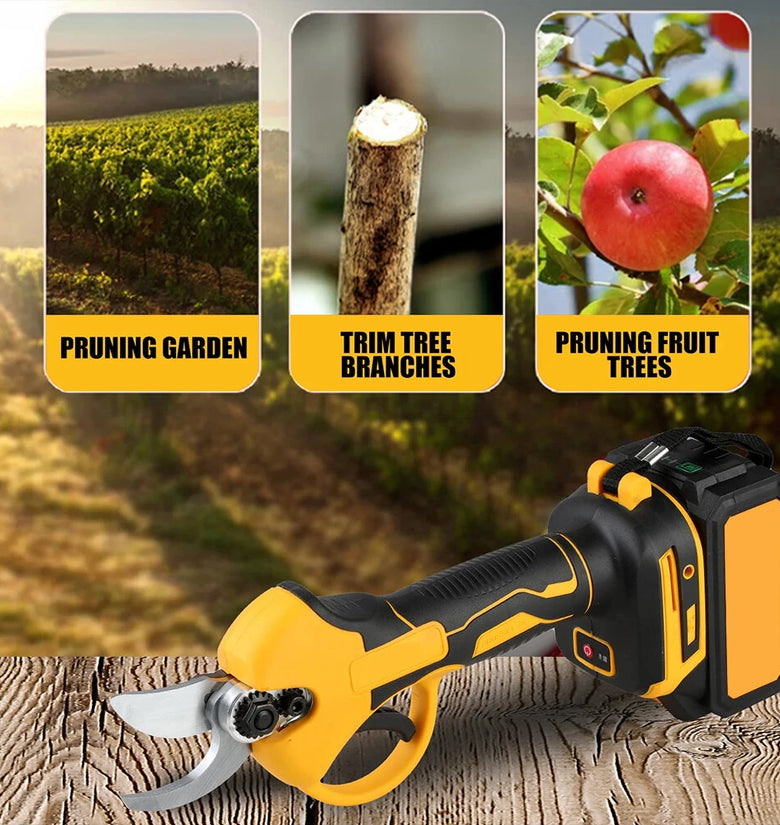 30mm Brushless Rechargeable Wireless Pruning Scissors Efficient Cutting Diameter Portable Electric Tool for Gardening Fruit Trees Potted Plants Safety Switch Quick-Release Blade