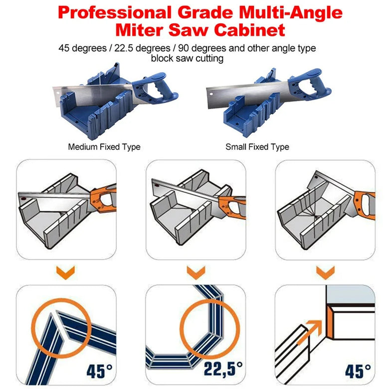 Wood Cutting Clamping Miter Box 22.5/45/90 Degree Saw Guide Angle Tool Multi-angle Jig Kit DIY Tools ABS Saw Cabinet