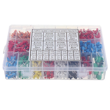 Aemedy 2120pcs Insulated Cord Pin End Terminals Tin-Plated Copper Crimp Connector Ferrules Kit Set For 22-5AWG