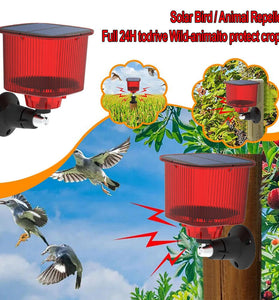Solar Powered Animal Repeller Infrared Motion Sensor Alarm Light Waterproof Anti-Theft Repellent Anti-Wolf Light Animal Repellent Timed Recording Loud Speaker Sound