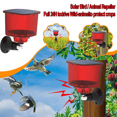 Solar Powered Animal Repeller Infrared Motion Sensor Alarm Light Waterproof Anti-Theft Repellent Anti-Wolf Light Animal Repellent Timed Recording Loud Speaker Sound